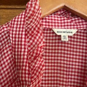 Max Studio cap sleeve checked shirt